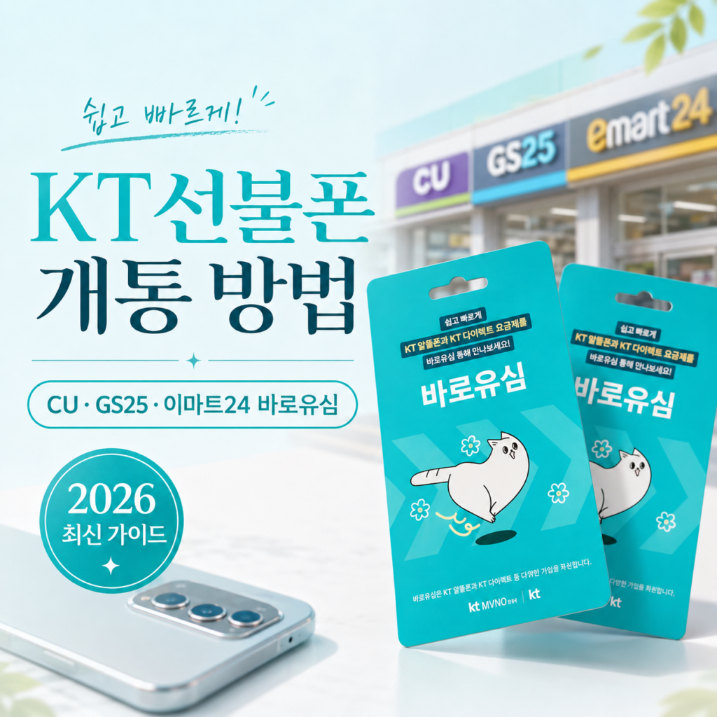 KT선불폰 개통 방법｜CU·GS25·이마트24 바로유심 2026 최신 가이드