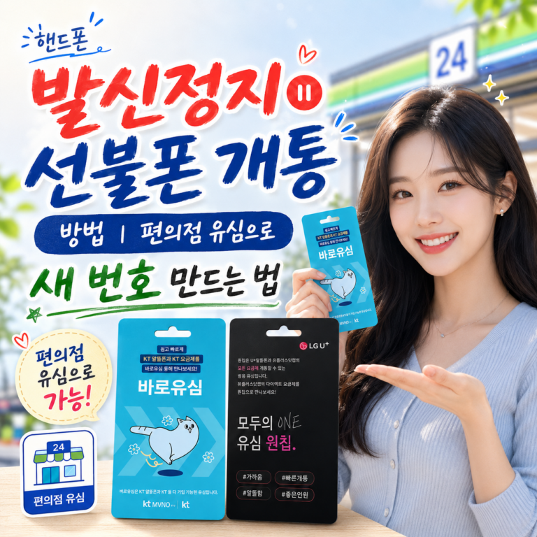 핸드폰 발신정지 선불폰 개통 방법｜편의점 유심으로 새 번호 만드는 법