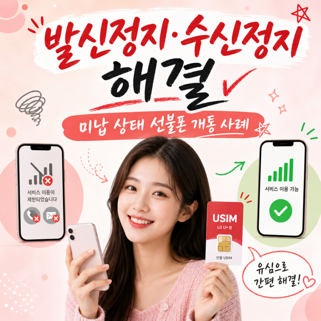 핸드폰 발신정지·수신정지 해결 방법｜미납 상태 선불폰 개통 사례