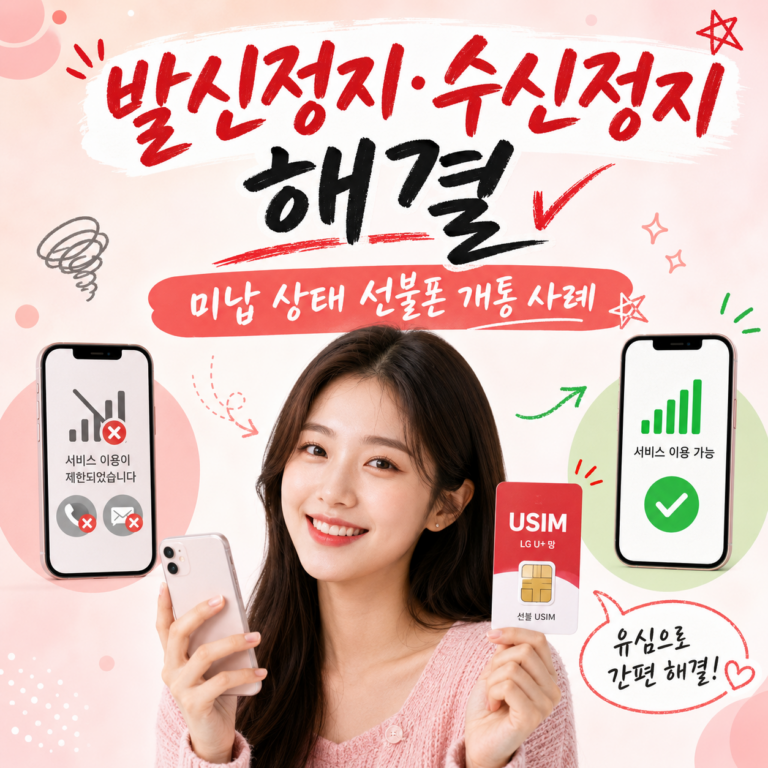 핸드폰 발신정지·수신정지 해결 방법｜미납 상태 선불폰 개통 사례