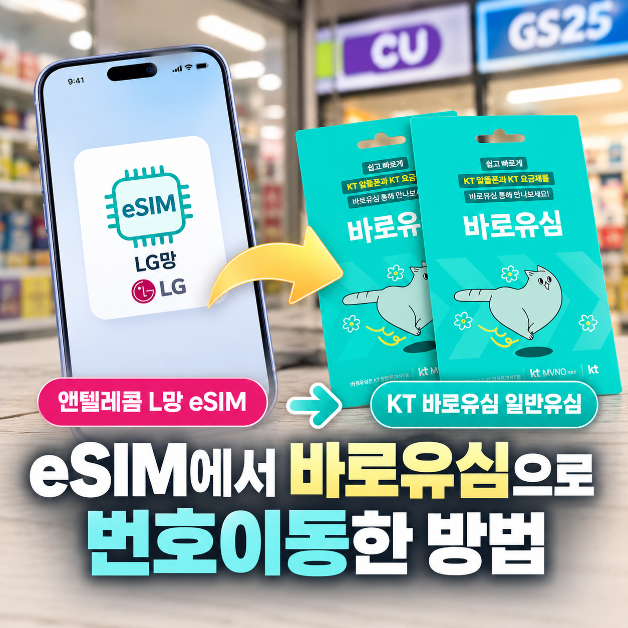 앤텔레콤 L망 eSIM에서 KT 바로유심으로 번호이동｜편의점 일반 유심으로 바꾼 방법