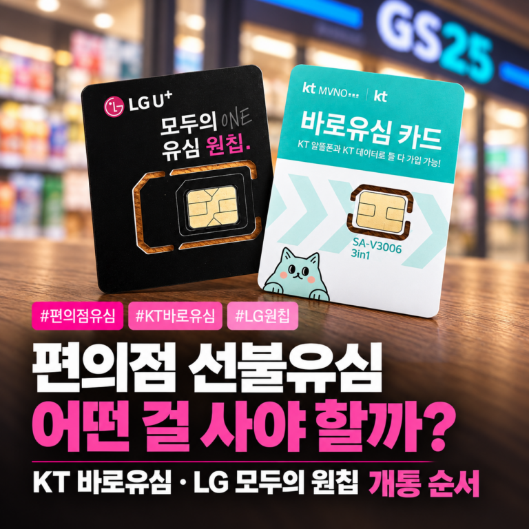 편의점 선불유심 어떤 걸 사야 할까?｜KT 바로유심·LG 모두의 원칩 개통 순서
