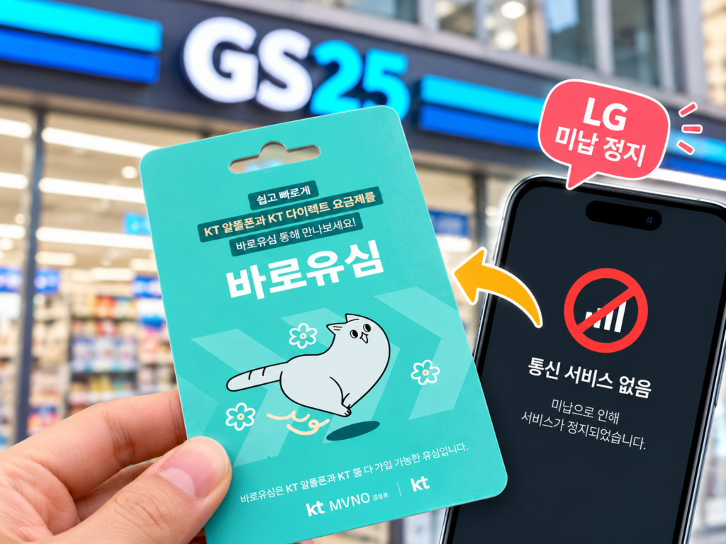 LG 미납정지폰 선불폰 개통｜GS25 KT 바로유심으로 앤텔레콤 K망 가입한 방법