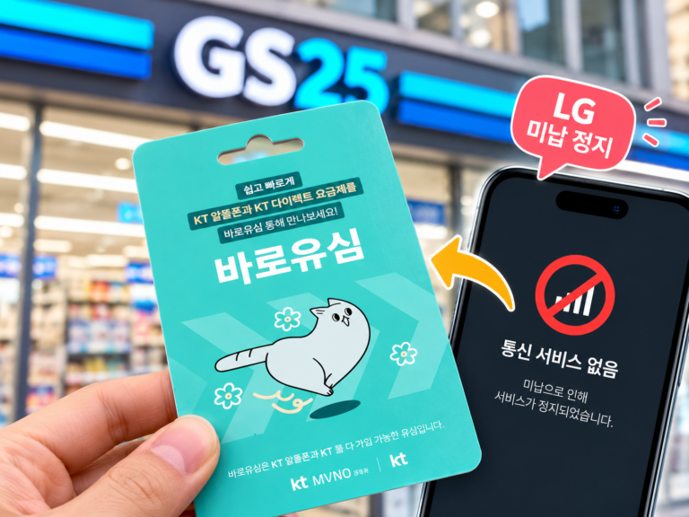 LG 미납정지폰 선불폰 개통｜GS25 KT 바로유심으로 앤텔레콤 K망 가입한 방법